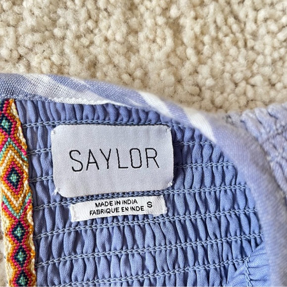SAYLOR Zinnia Indigo blue ruffle ikat mini dress size Small NWOT - Picture 4 of 11
